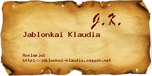 Jablonkai Klaudia névjegykártya
