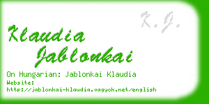 klaudia jablonkai business card